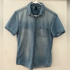 United Colors of Benetton Mens Denim Short Sleeve Button Up Size S